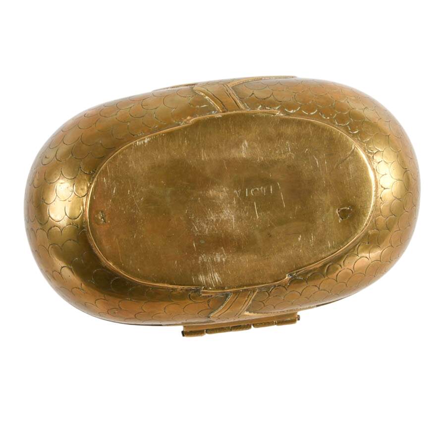 VICNI India Solid Etched Brass Lidded Duck Trinket Box-9