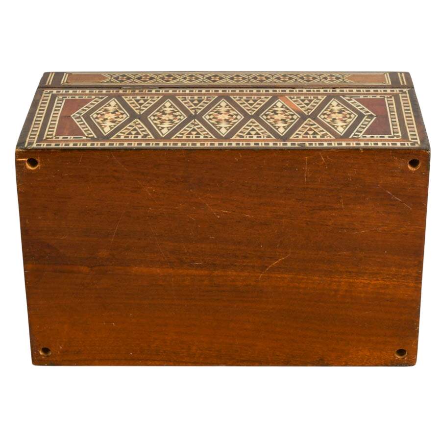 Large Middle Eastern Marquetry Box with Domed Lid-8