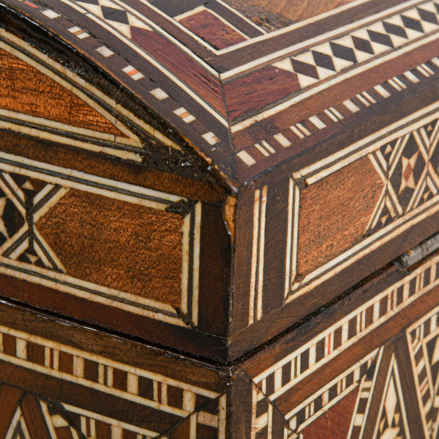 Large Middle Eastern Marquetry Box with Domed Lid-6