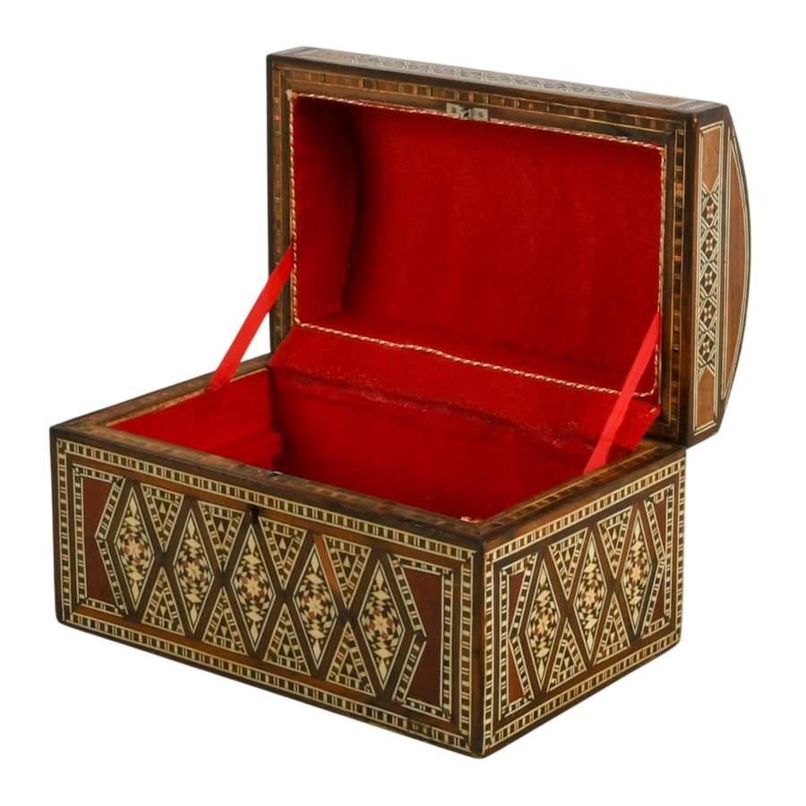 Large Middle Eastern Marquetry Box with Domed Lid-5