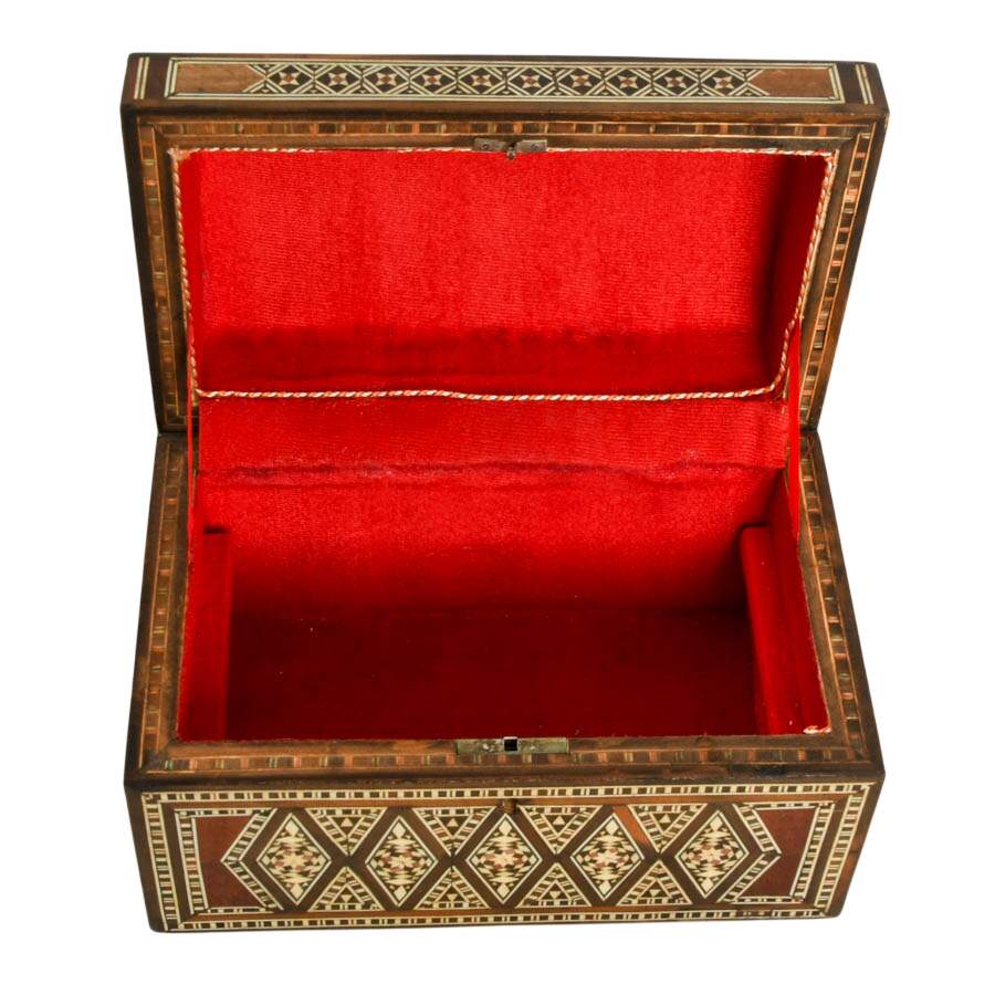 Large Middle Eastern Marquetry Box with Domed Lid-3