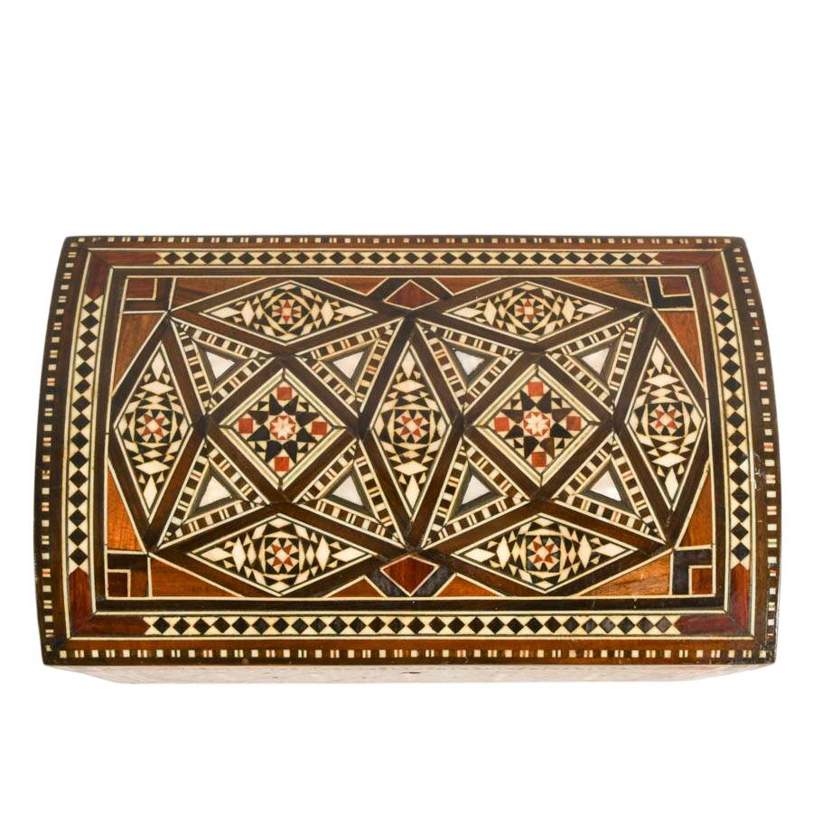 Large Middle Eastern Marquetry Box with Domed Lid-2