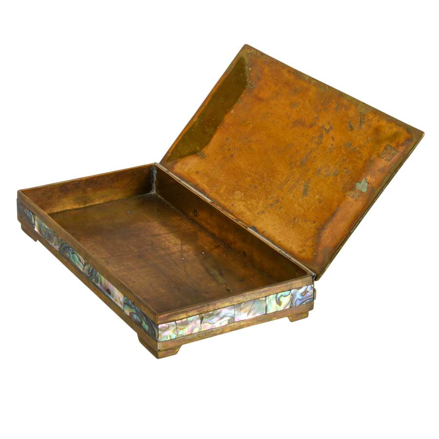 Handcrafted Mexican Mixed Metal Inlaid Abalone Shell Desk Box-5