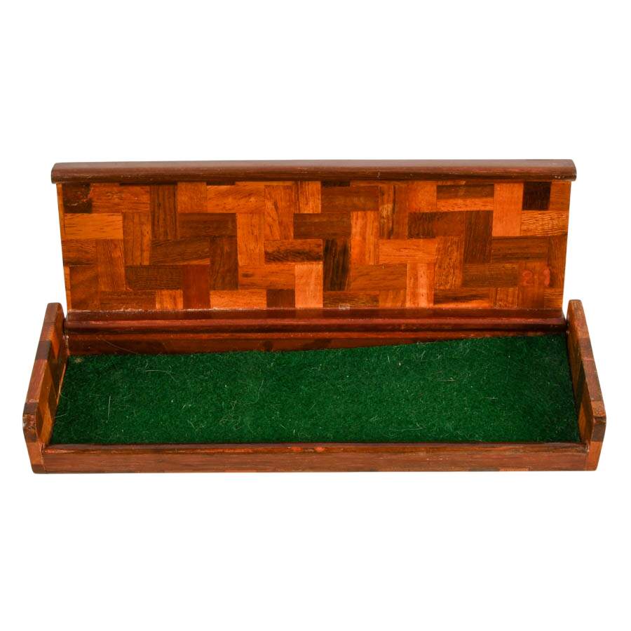 Mid-Century Asian Parquetry Wood Box with Mother of Pearl Inlay-3