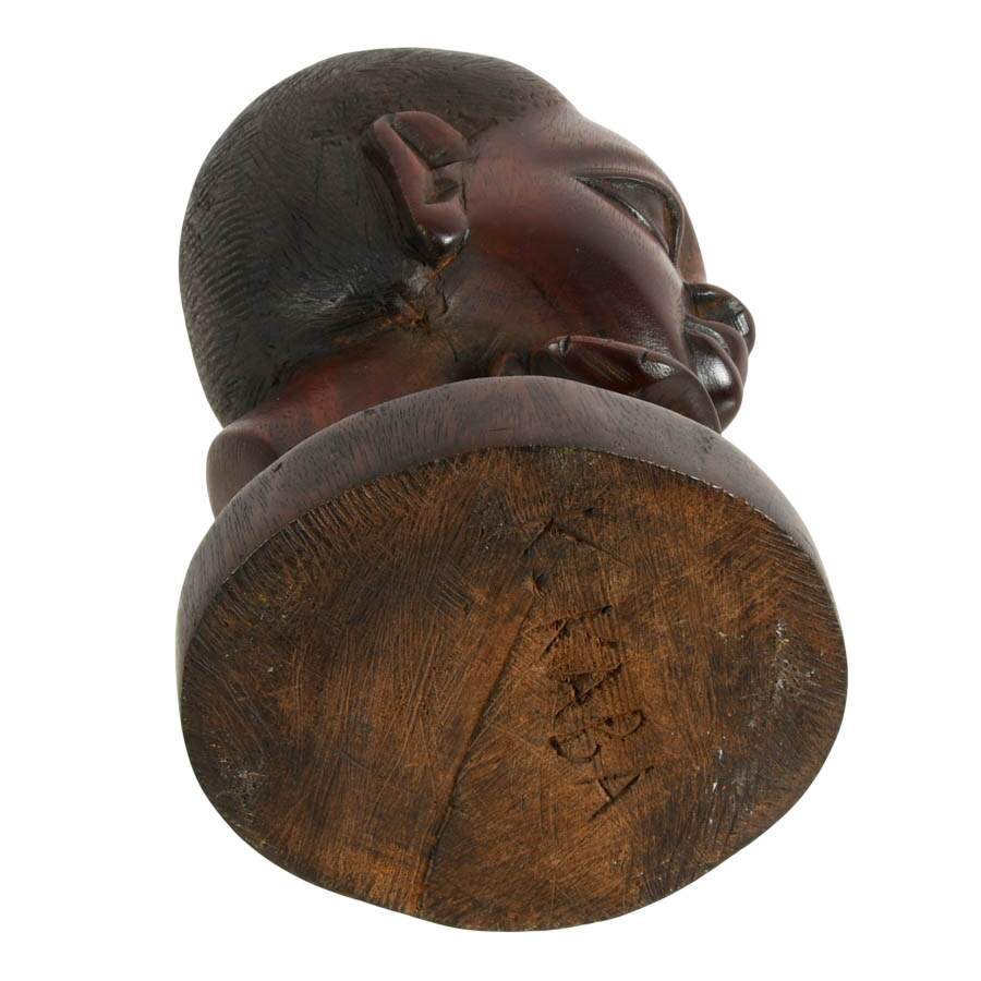 Signed Hand-Carved Ebony African Bust-10