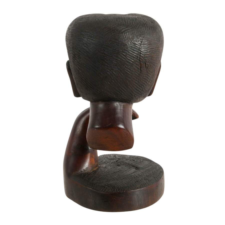 Signed Hand-Carved Ebony African Bust-5