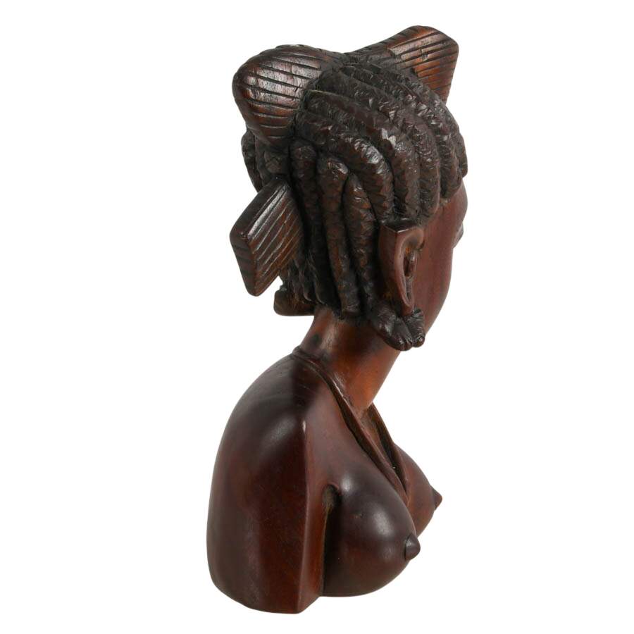 Hand-Carved Ebony Wood Fulani Bust-6