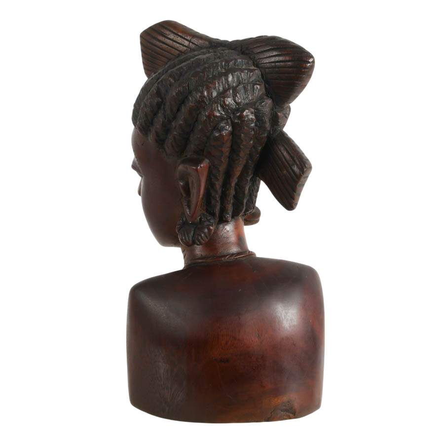 Hand-Carved Ebony Wood Fulani Bust-5