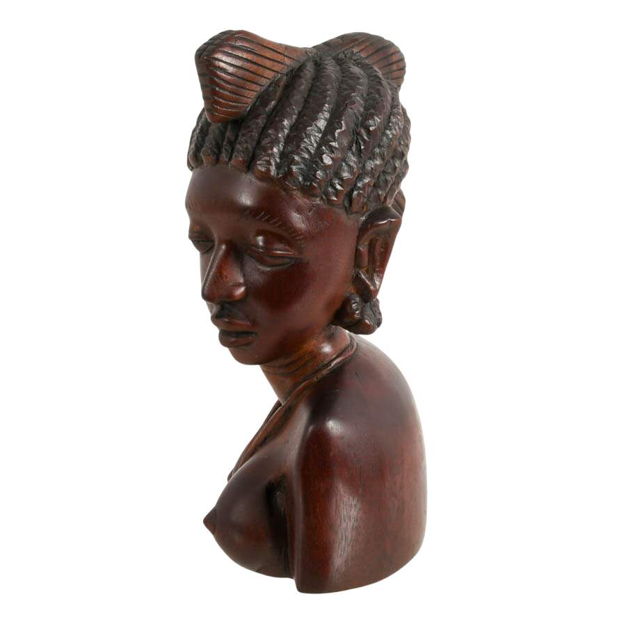 Hand-Carved Ebony Wood Fulani Bust-4