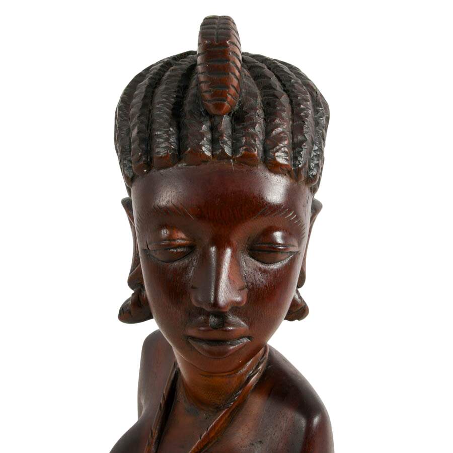Hand-Carved Ebony Wood Fulani Bust-3