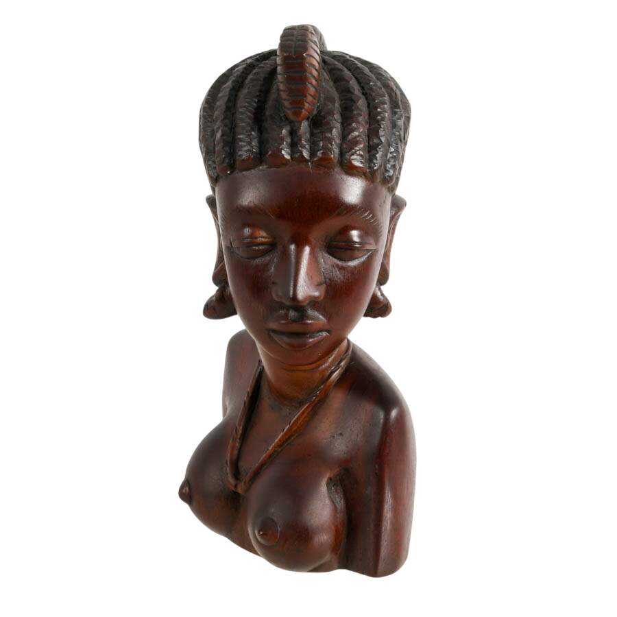 Hand-Carved Ebony Wood Fulani Bust-2