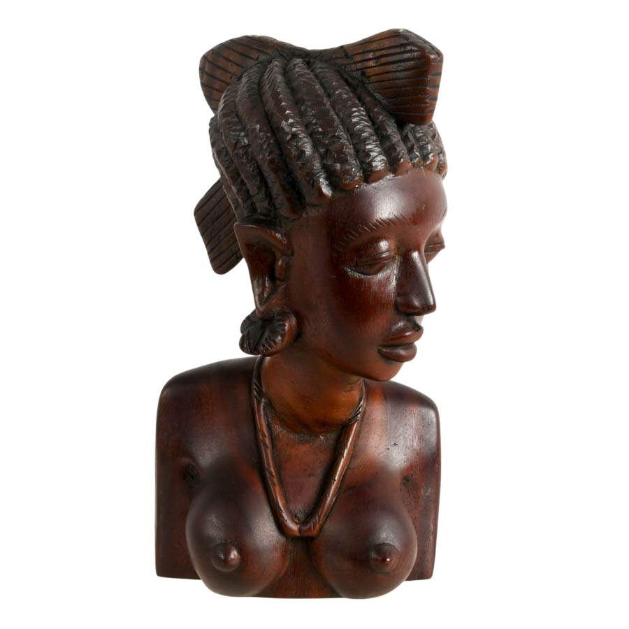 Hand-Carved Ebony Wood Fulani Bust-1
