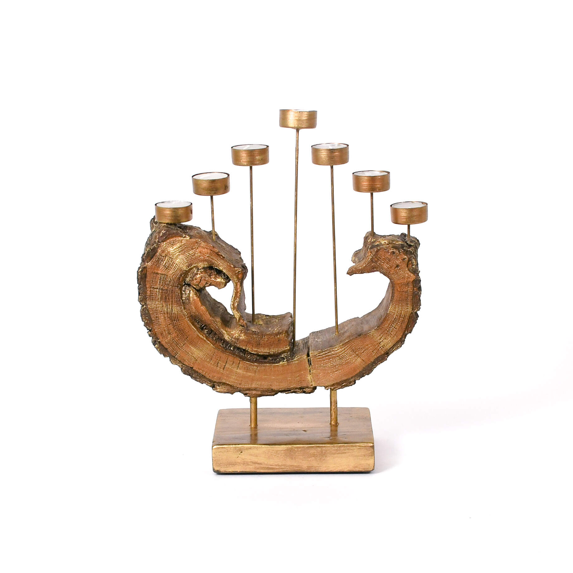 Signed Cheglakov Repurposed Fallen Wood Menorah Candleholder-3
