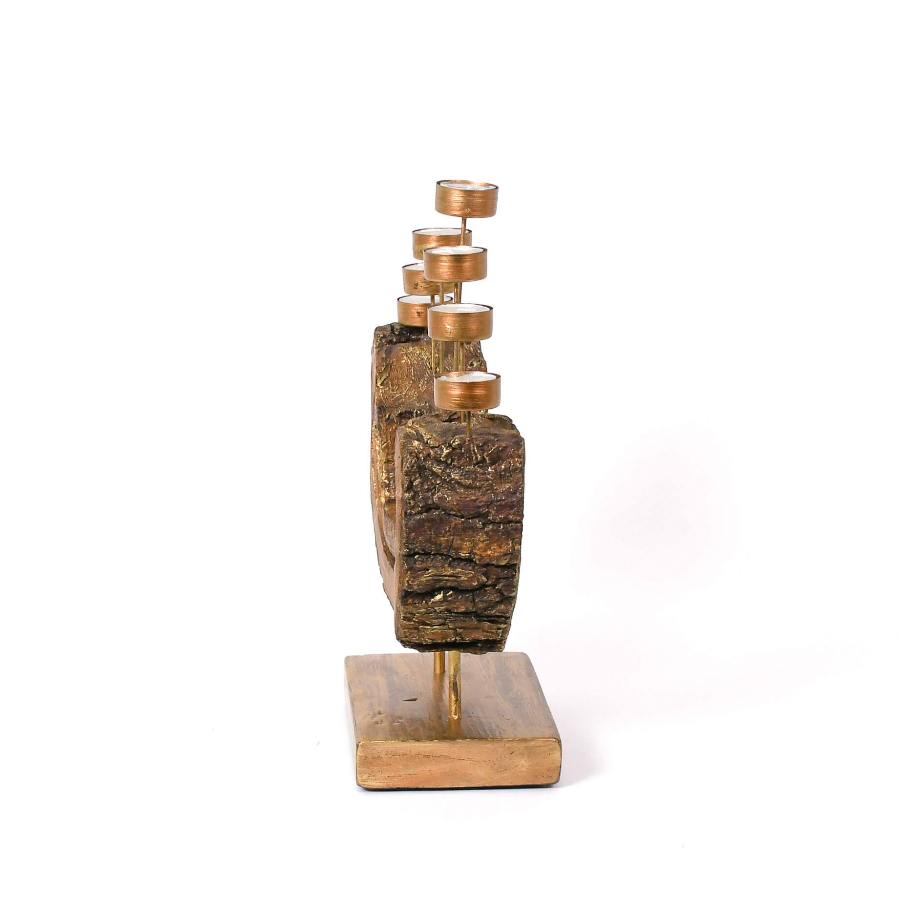 Signed Cheglakov Repurposed Fallen Wood Menorah Candleholder-2