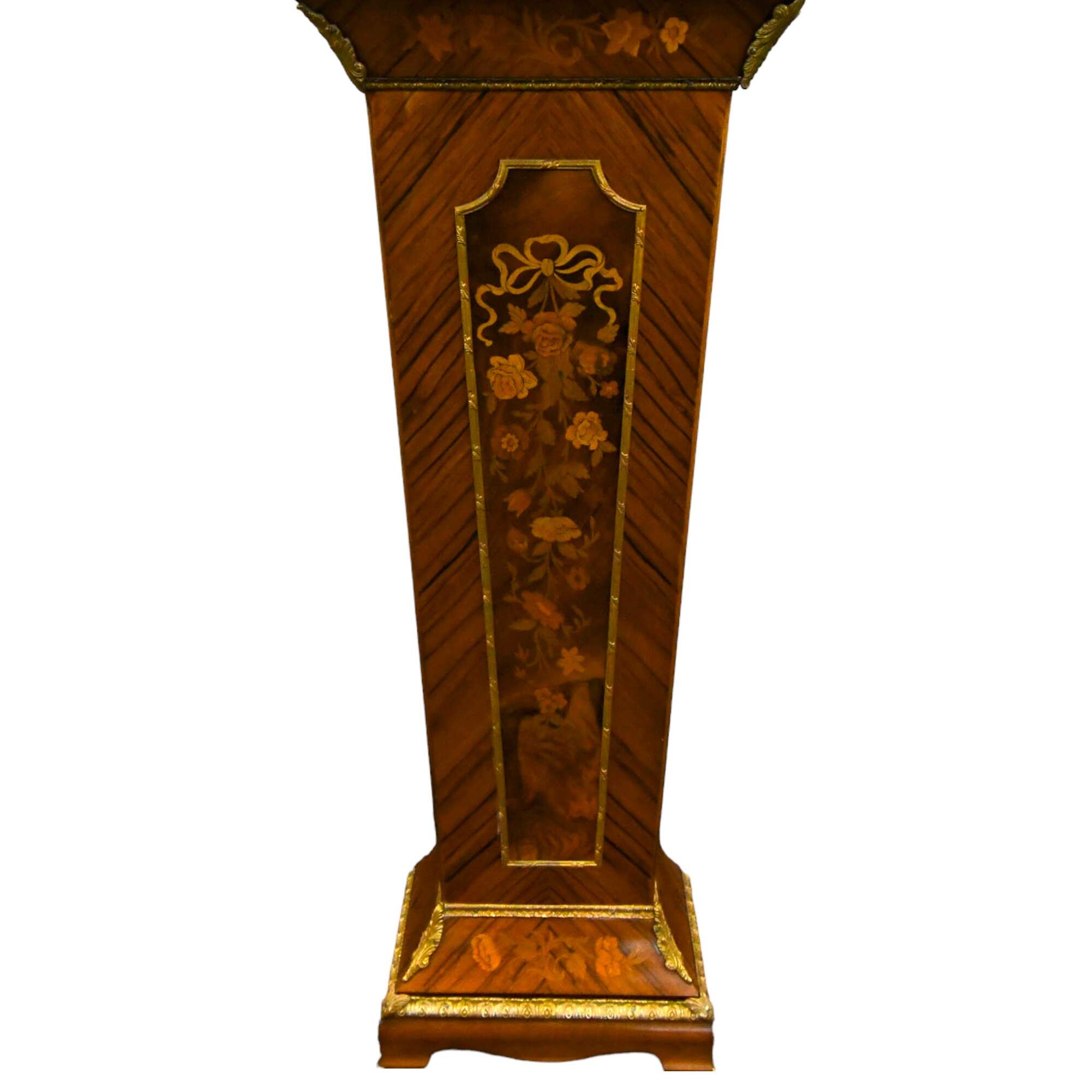 Louis XV-Style Marquetry Inlaid and Gilt Bronze Mounted Clock-9