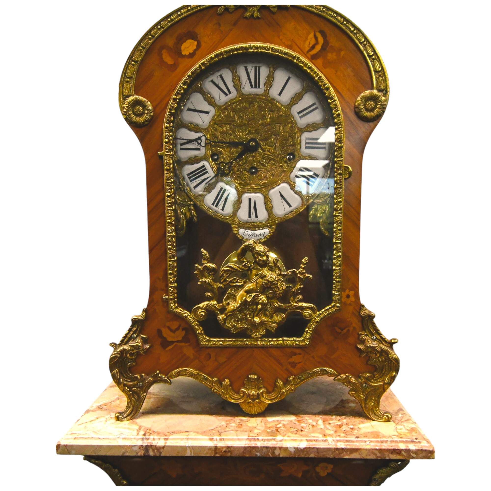 Louis XV-Style Marquetry Inlaid and Gilt Bronze Mounted Clock-3