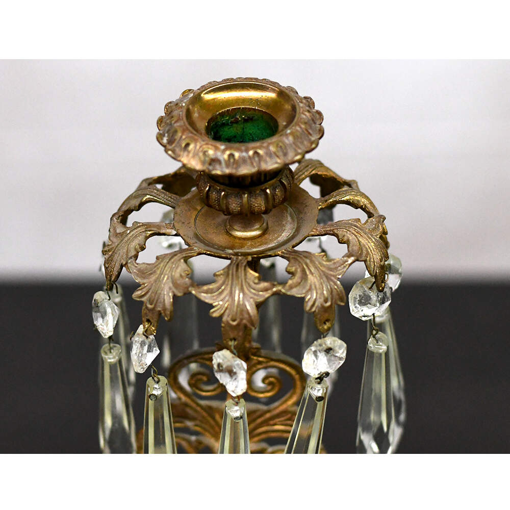 Victorian Girandole Romeo and Juliet Cut Prism Candlesticks-10
