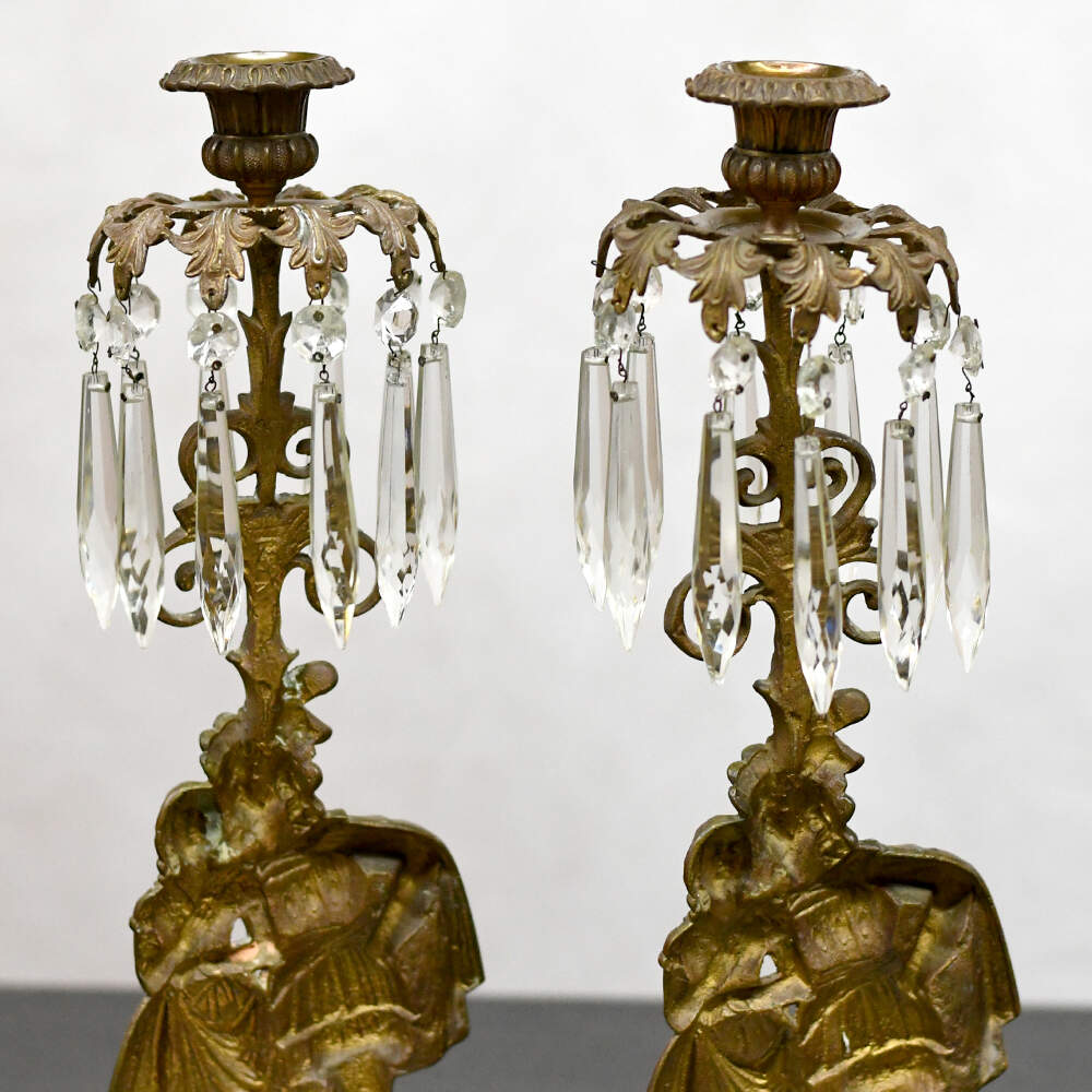 Victorian Girandole Romeo and Juliet Cut Prism Candlesticks-7