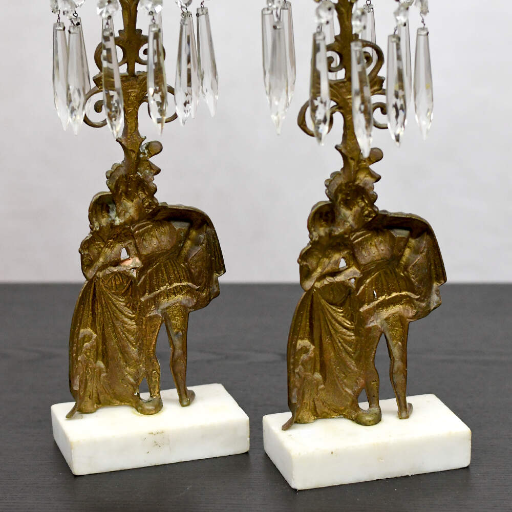 Victorian Girandole Romeo and Juliet Cut Prism Candlesticks-6