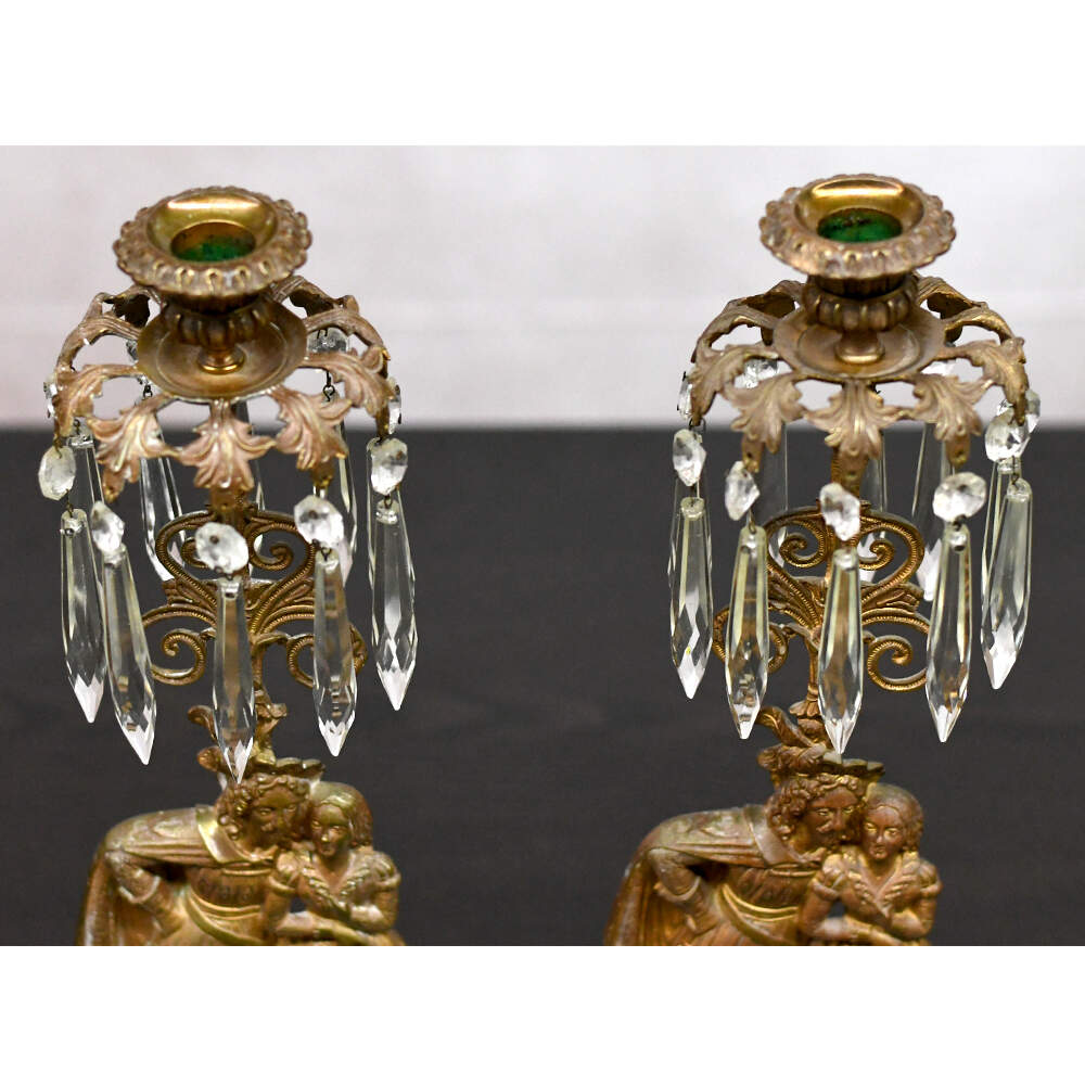 Victorian Girandole Romeo and Juliet Cut Prism Candlesticks-5