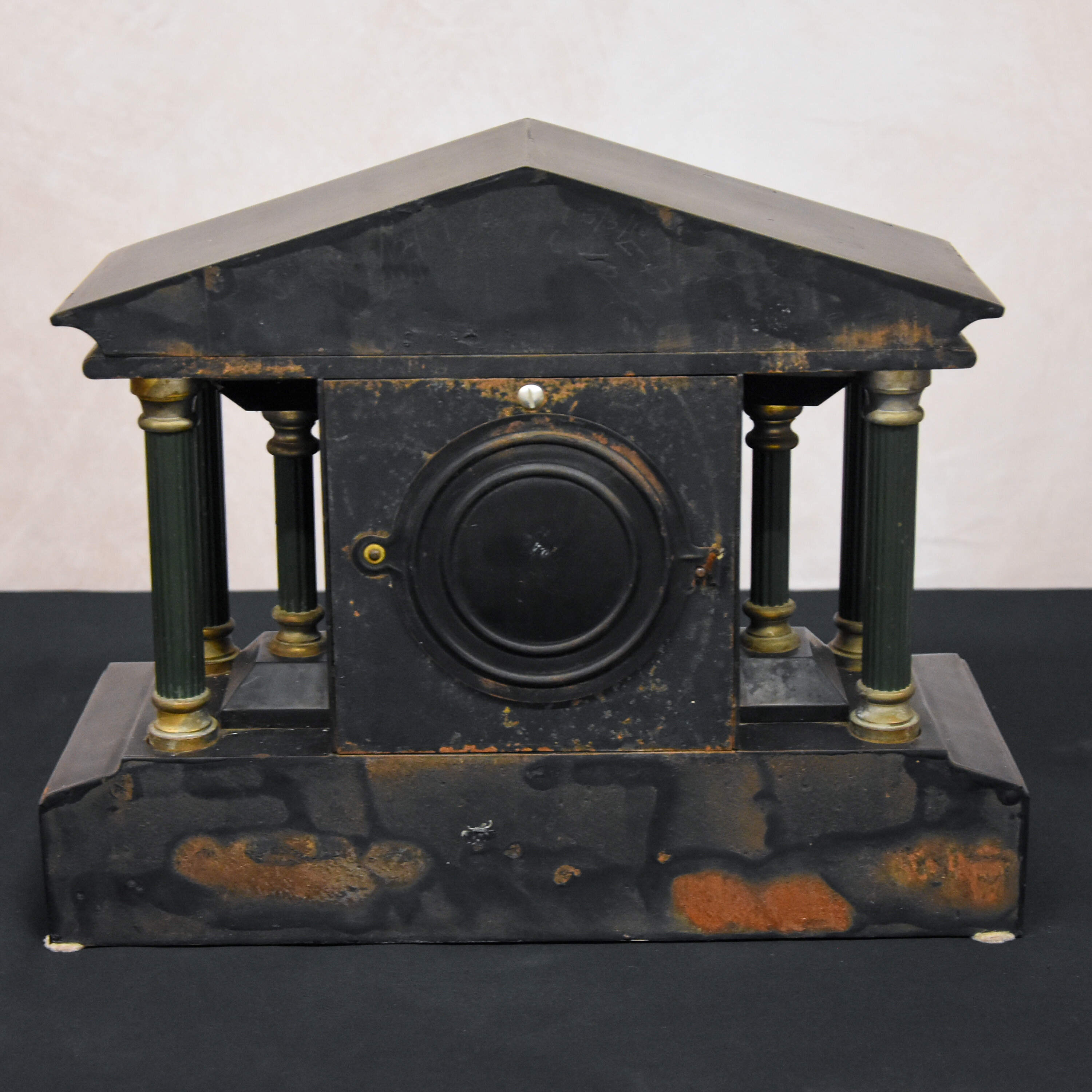 Antique Victorian Mantel Clock with Greek Motifs-4