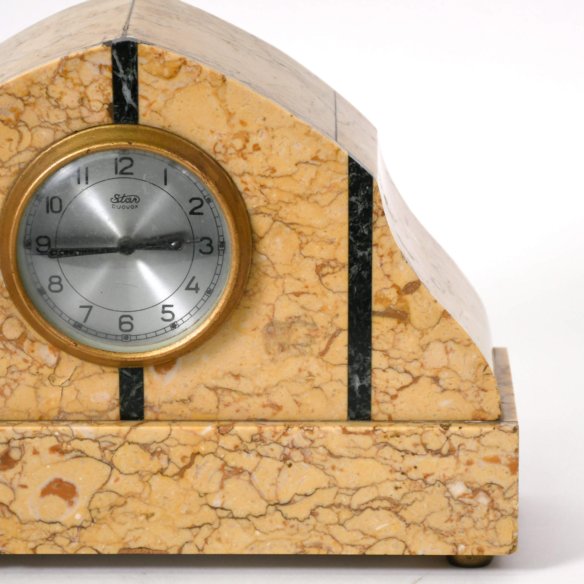 Antique Art Deco German Duovox Marble Clock and Garnitures Set-6