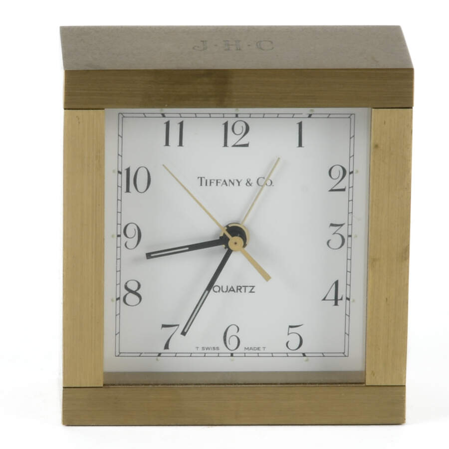 Mid-Century Modern Tiffany Monogrammed Desk Clock-1