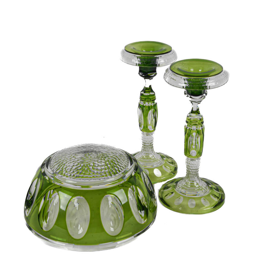 Bohemian Czech Three-Piece Console Bowl Set-7