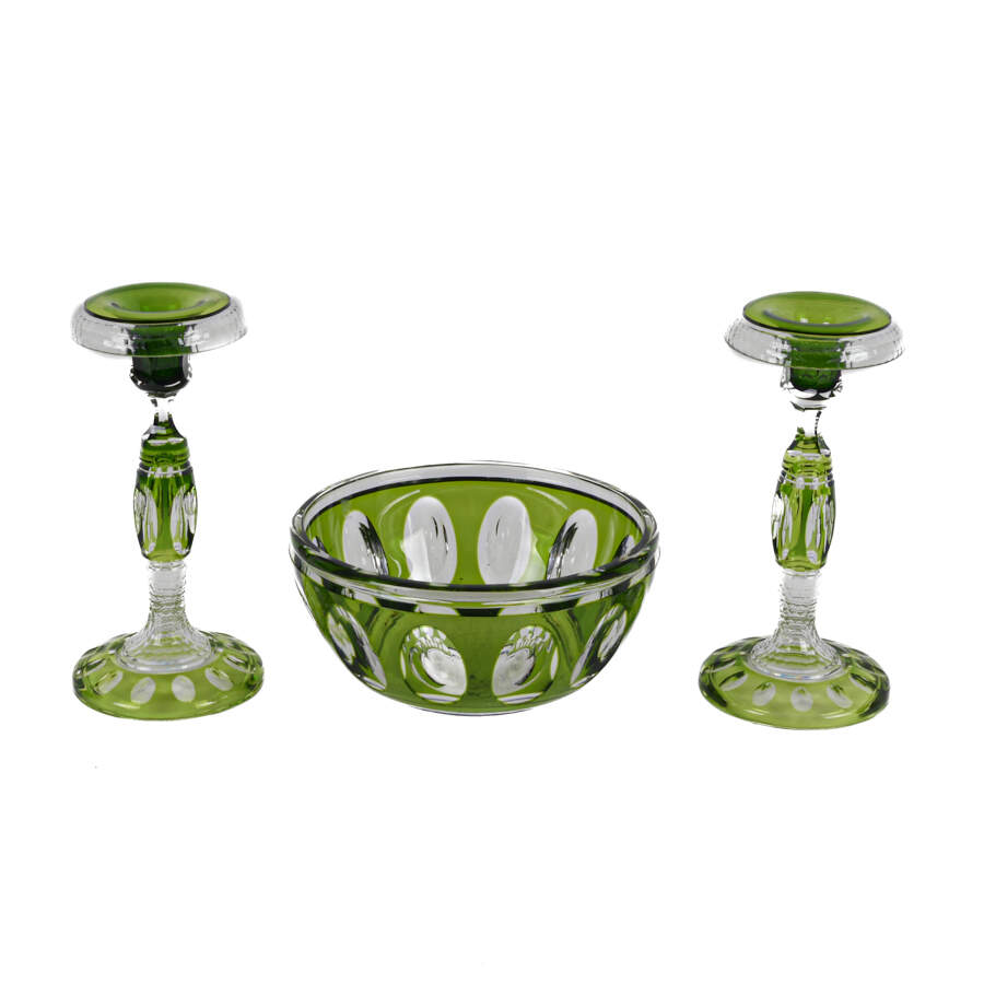 Bohemian Czech Three-Piece Console Bowl Set-1