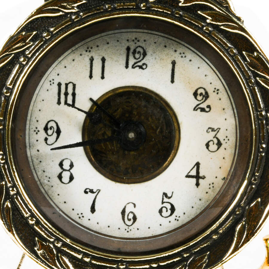 Art Nouveau Two Bell Alarm Clock on Green Clear Base-6