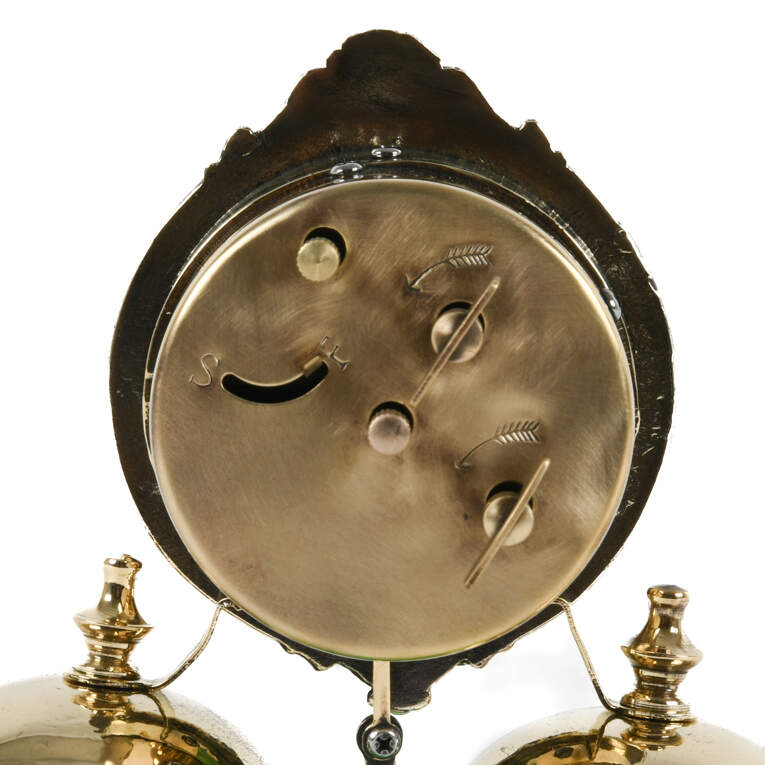 Art Nouveau Two Bell Alarm Clock on Green Clear Base-5
