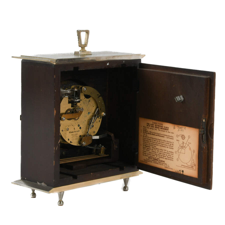 Mid-Century Modern Seth Thomas Mantel Clock with Franz Hermie Movement-7