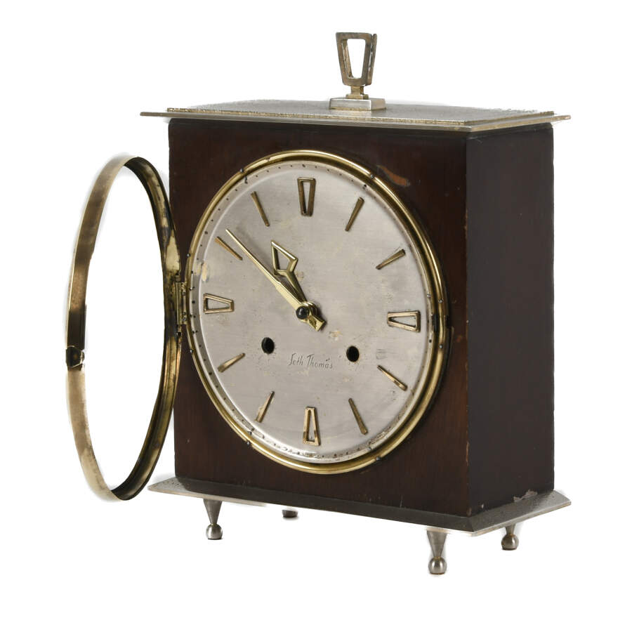 Mid-Century Modern Seth Thomas Mantel Clock with Franz Hermie Movement-5