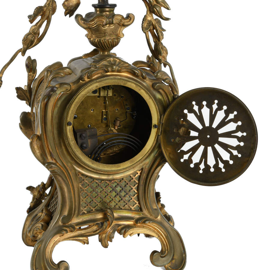 Antique French Louis XV Style Bronze Mantel Clock-9