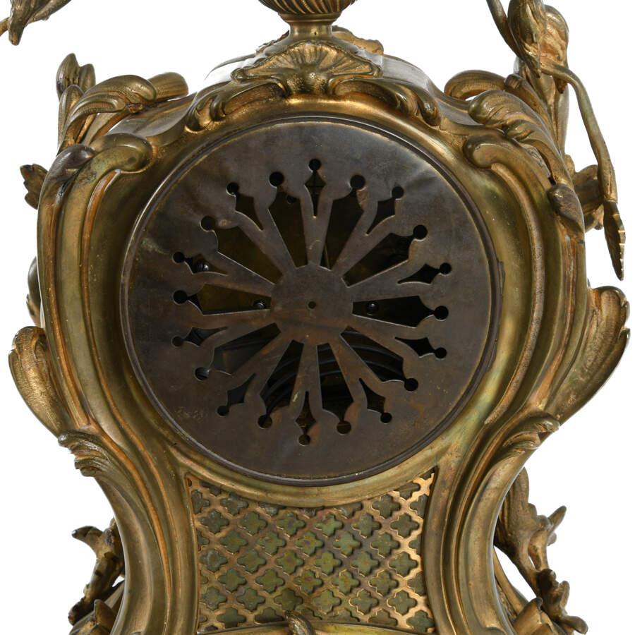 Antique French Louis XV Style Bronze Mantel Clock-8