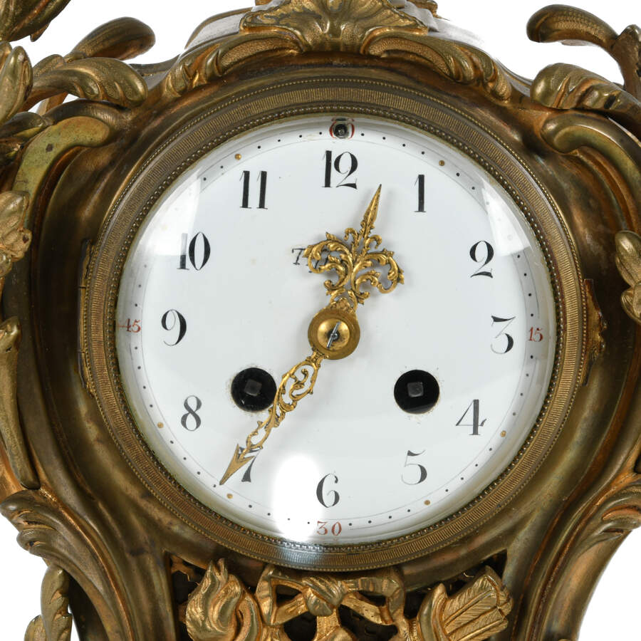 Antique French Louis XV Style Bronze Mantel Clock-7