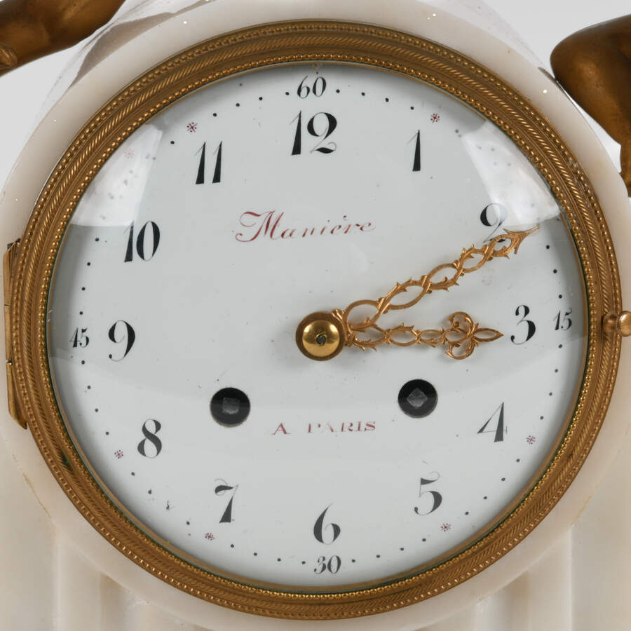 Antique Gilded Bronze and Marble Mantel Clock-11