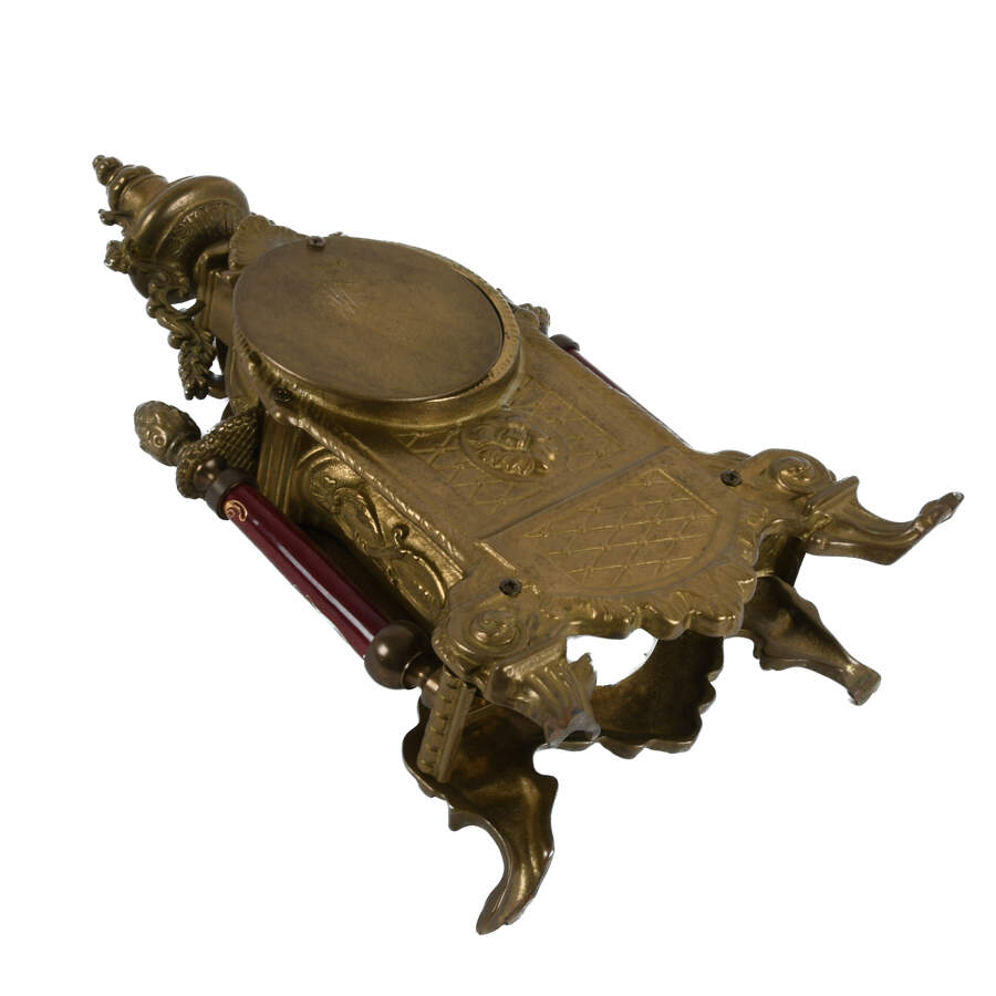 Antique Italian Brass and Porcelain Cherub Clock Case-9