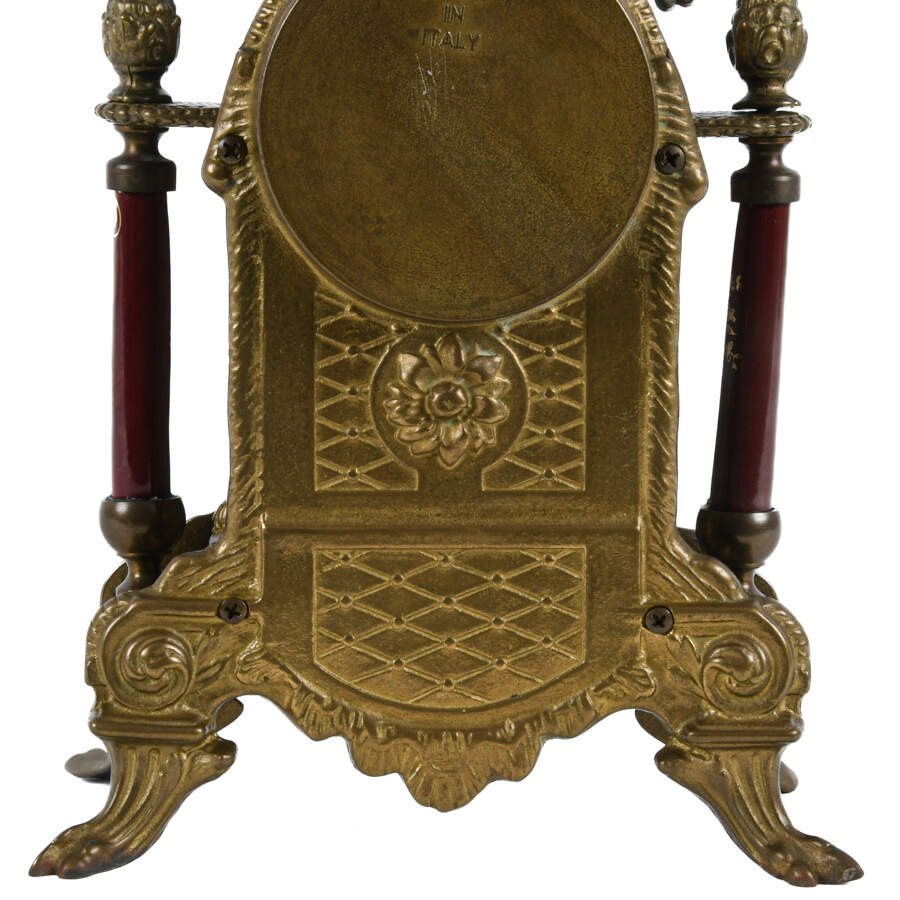 Antique Italian Brass and Porcelain Cherub Clock Case-7