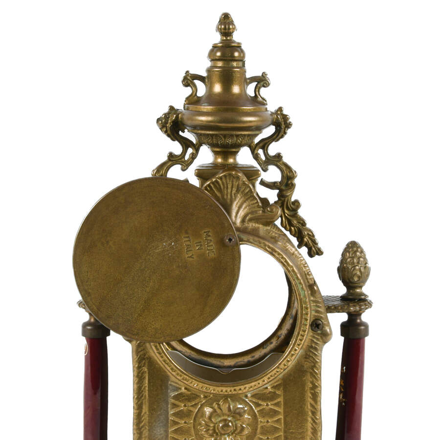 Antique Italian Brass and Porcelain Cherub Clock Case-5