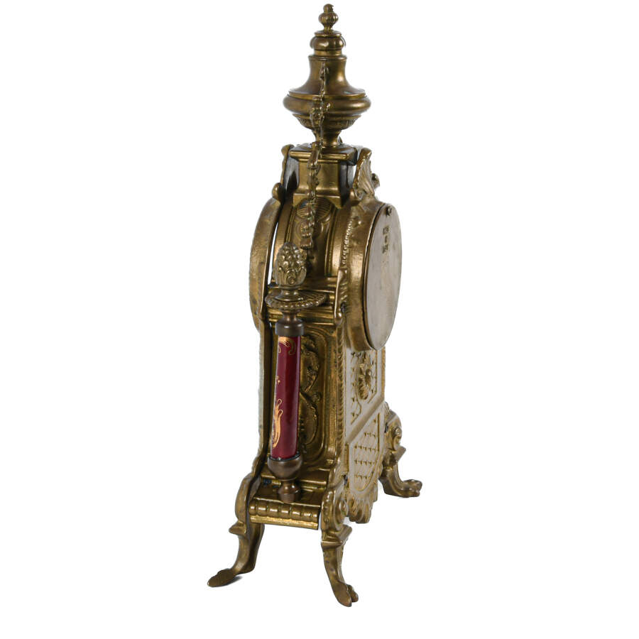 Antique Italian Brass and Porcelain Cherub Clock Case-3