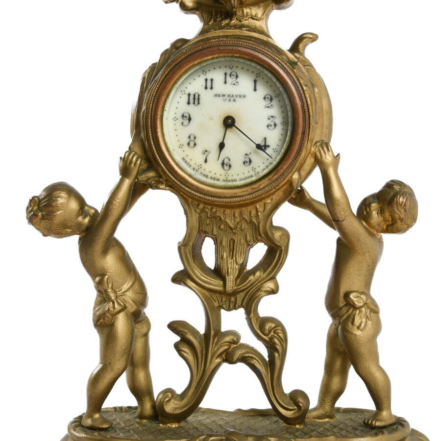 Antique New Haven Figural Mantel Clock-6