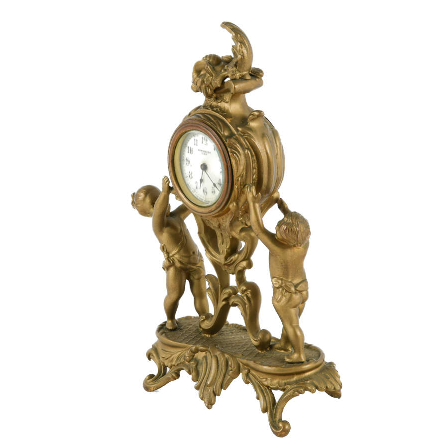 Antique New Haven Figural Mantel Clock-2