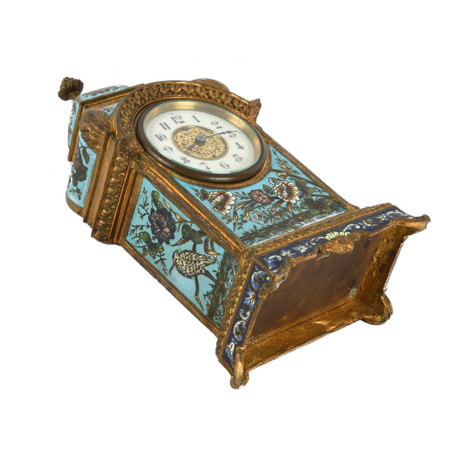 French 19th-Century Champlevé and Enamel Mantel Clock-8