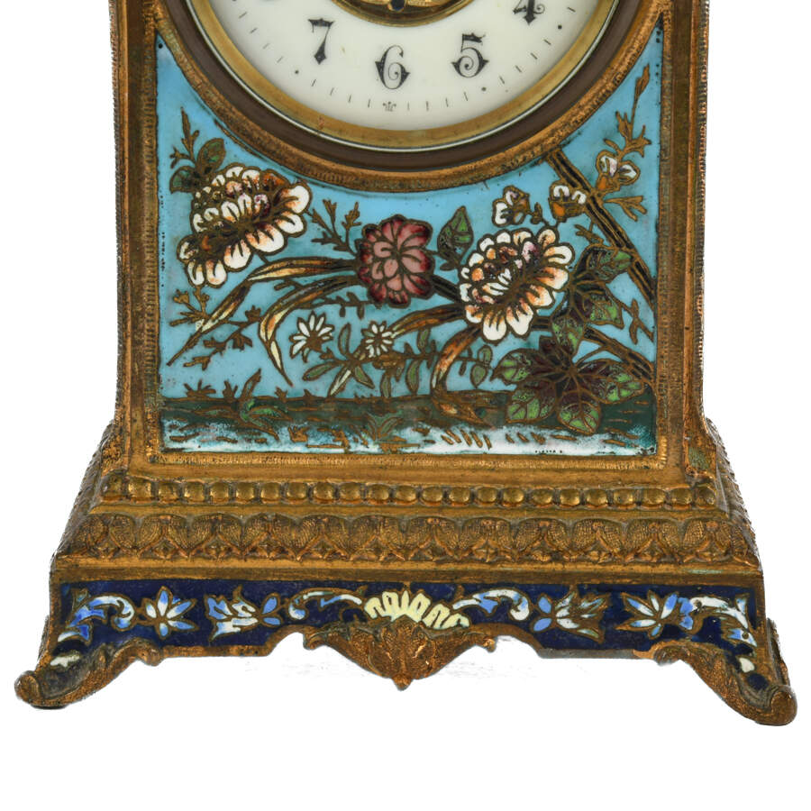 French 19th-Century Champlevé and Enamel Mantel Clock-7