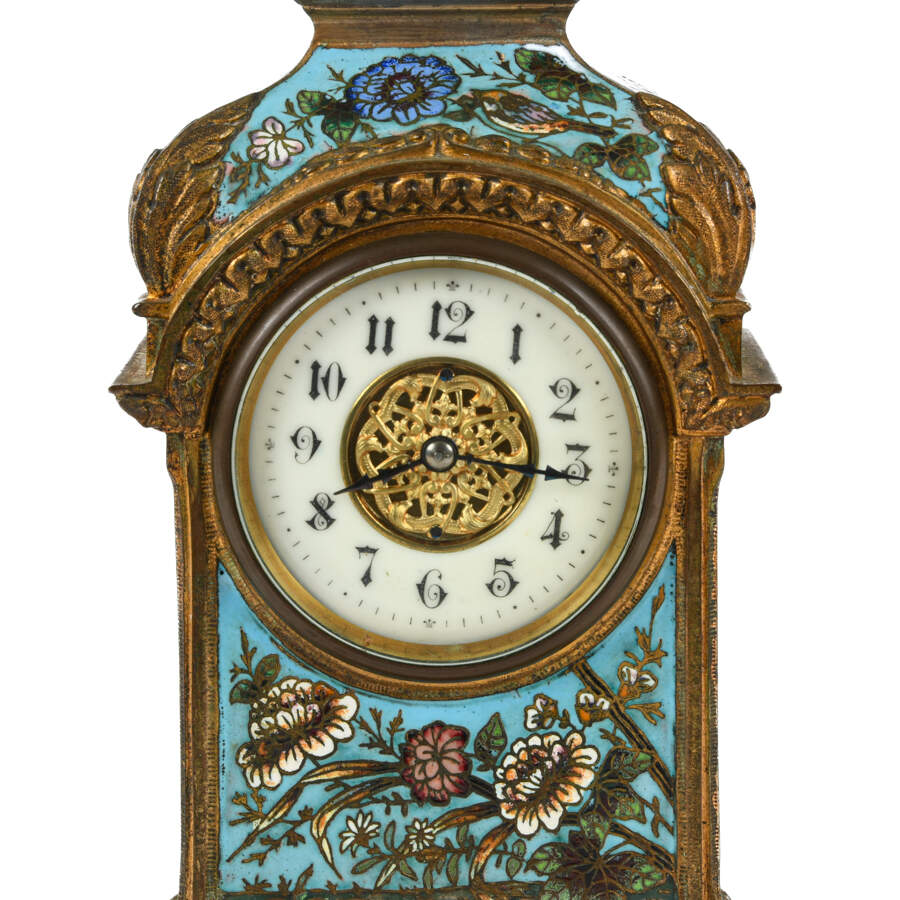 French 19th-Century Champlevé and Enamel Mantel Clock-6
