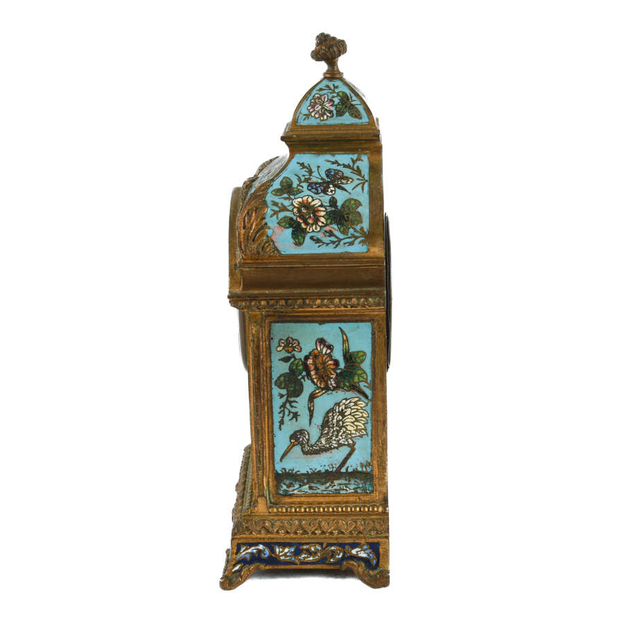 French 19th-Century Champlevé and Enamel Mantel Clock-4