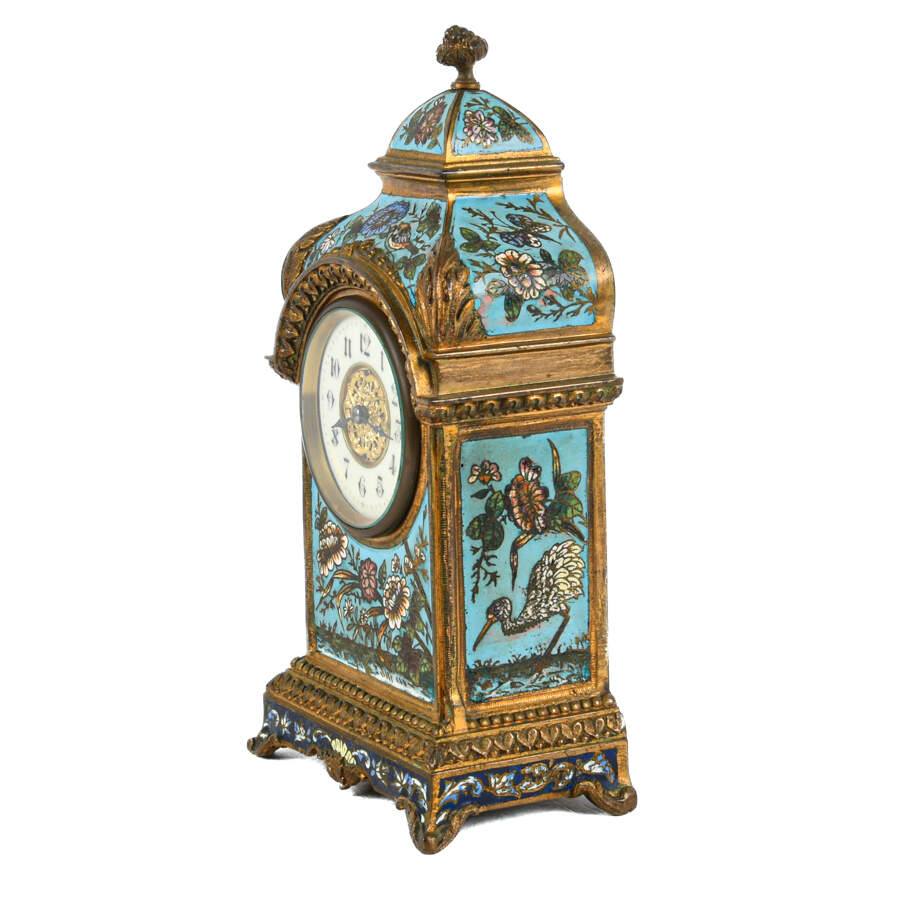 French 19th-Century Champlevé and Enamel Mantel Clock-3
