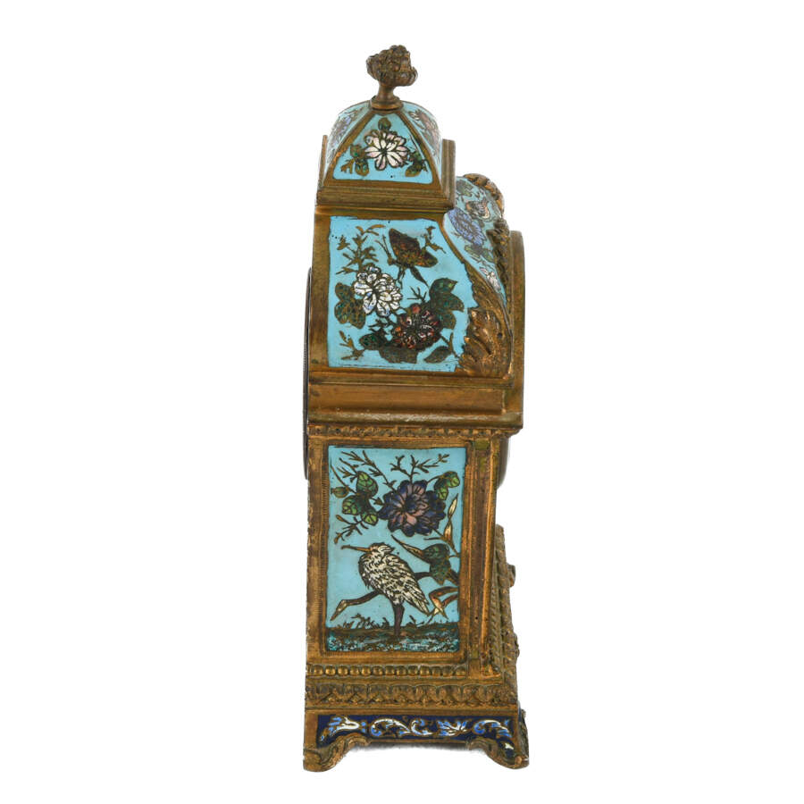 French 19th-Century Champlevé and Enamel Mantel Clock-2
