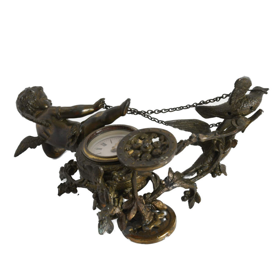 Louis Pierlot Bronze Chariot Shape Clock-7